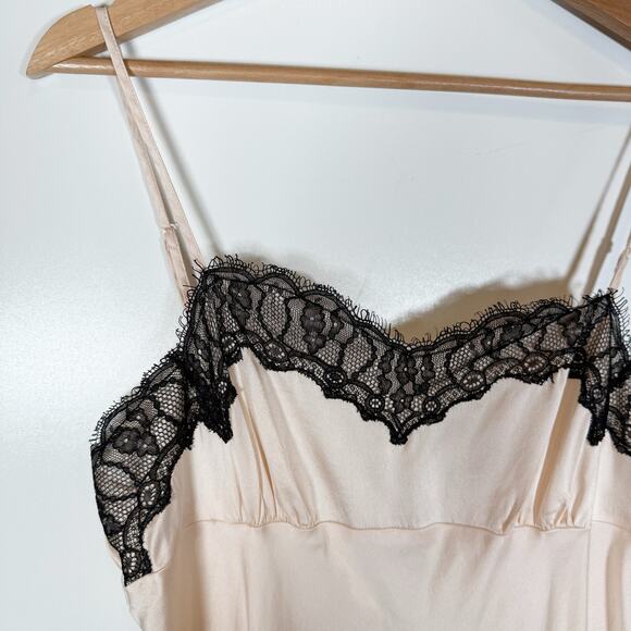 Victoria’s Secret Silk Lace Slip Dress Glam Romantic Black Nude L Nightwear - Picture 5 of 12